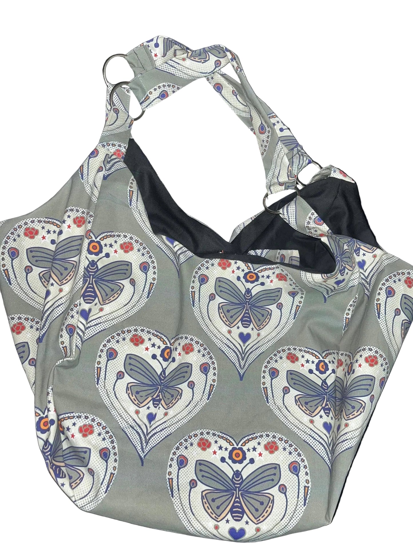 Moth print hobo bag w/O -Ring