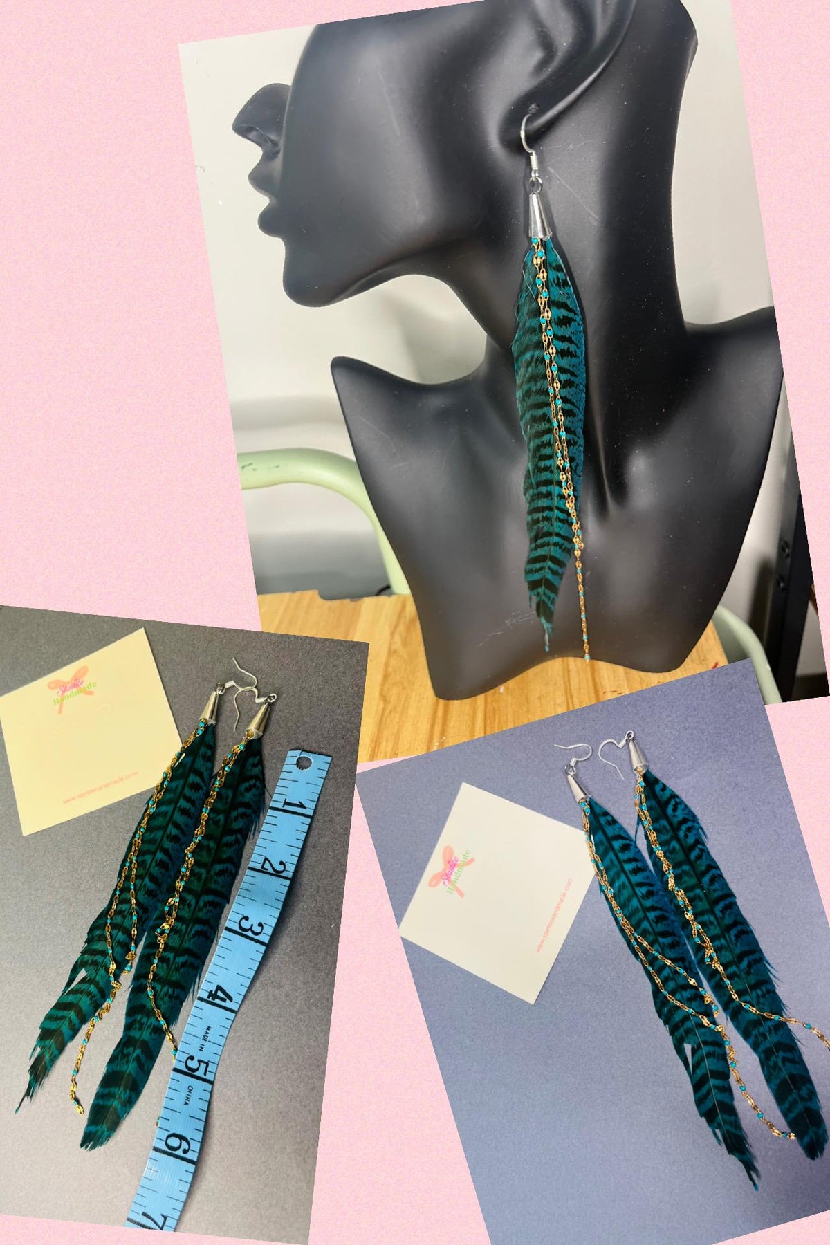Feather earrings with chain