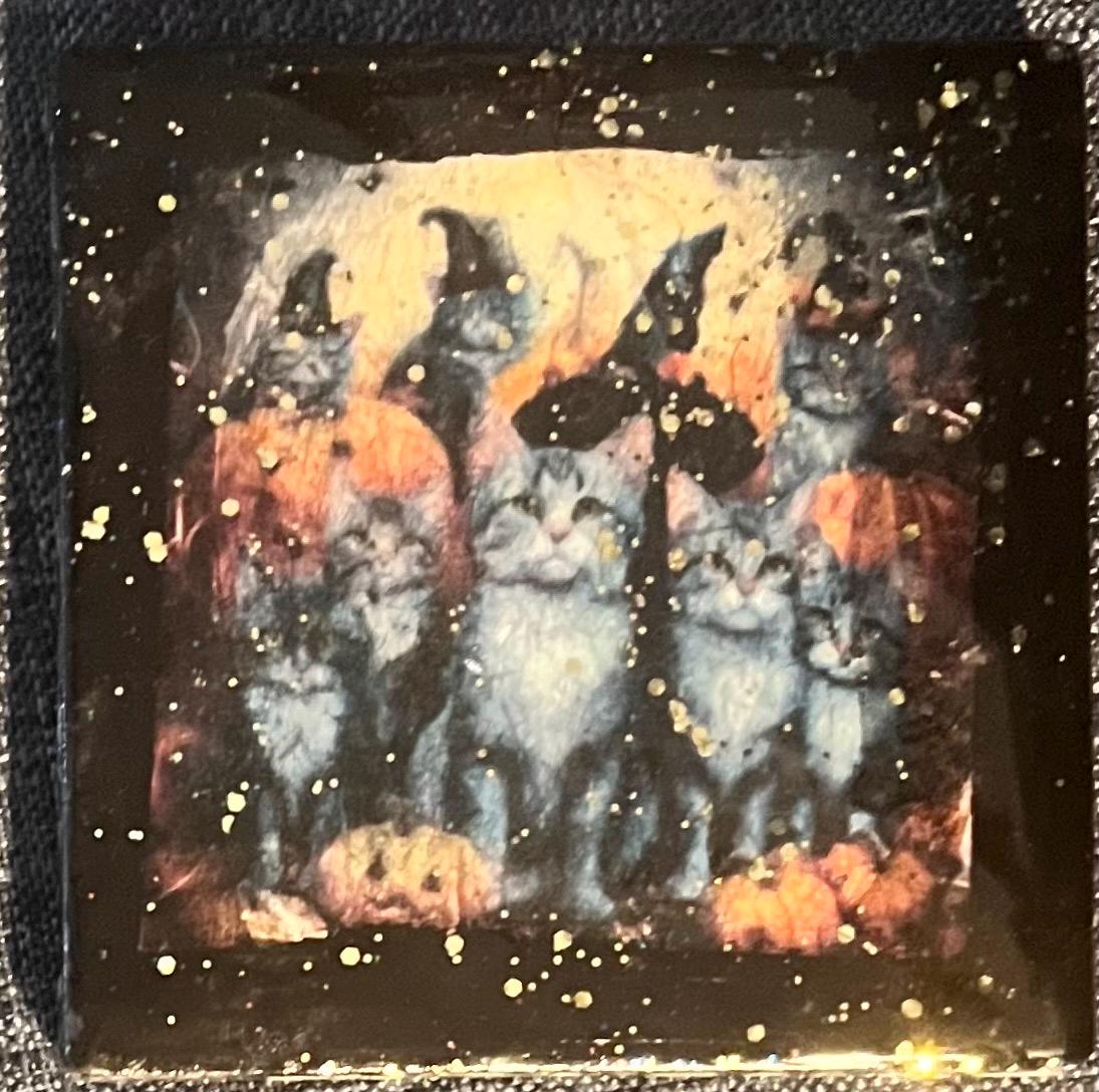 Fall/Halloween coffee kittens theme coasters