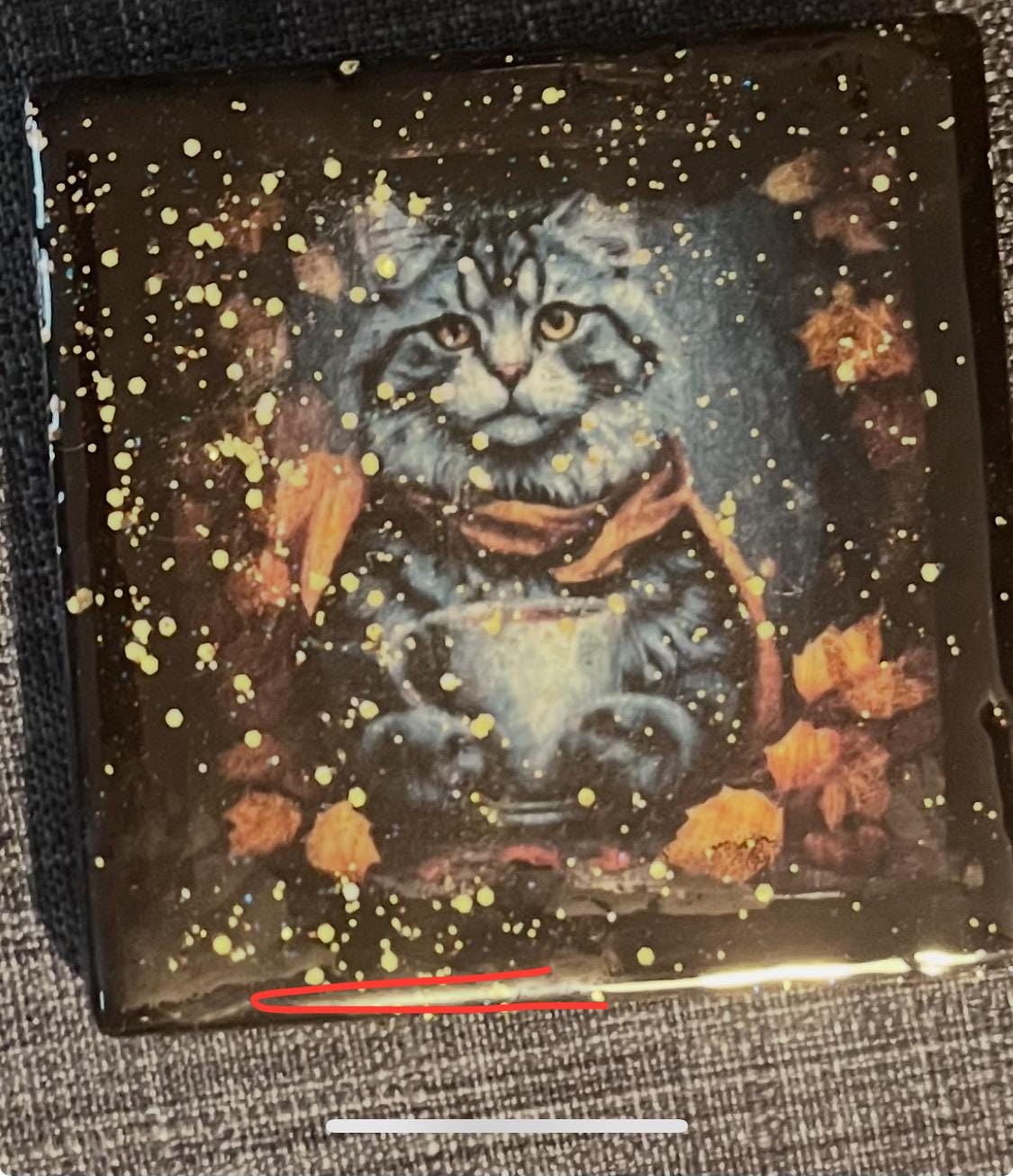 Fall/Halloween coffee kittens theme coasters