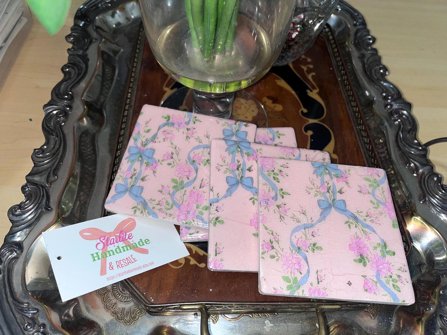 Drink Coasters with Ribbon theme