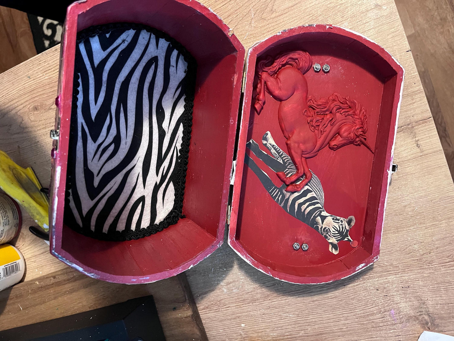 Collaged box purse Circus theme