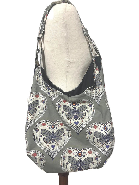 Moth print hobo bag w/O -Ring