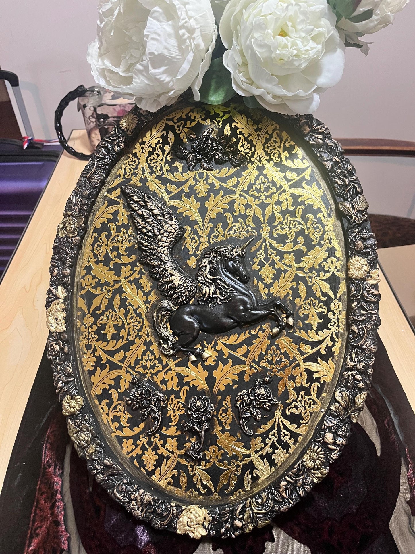 Pegasus mixed media oval frame