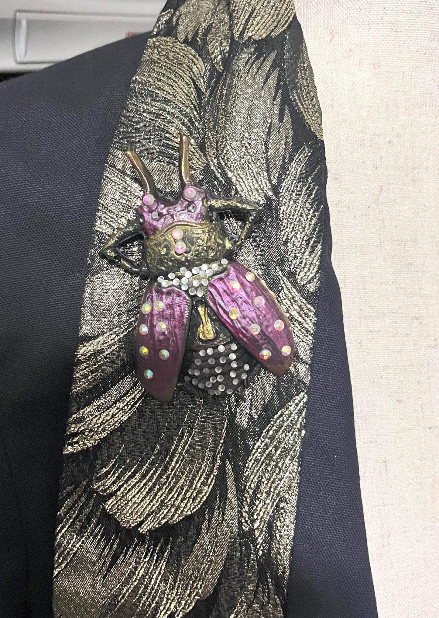 Bug Brooch with Rhinestones