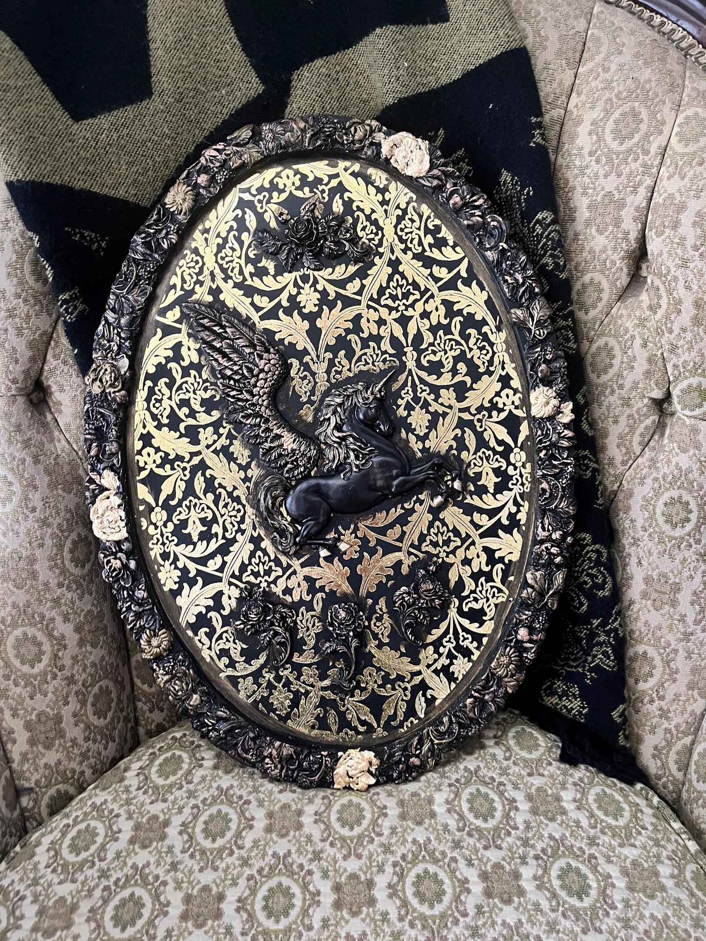 Pegasus mixed media oval frame