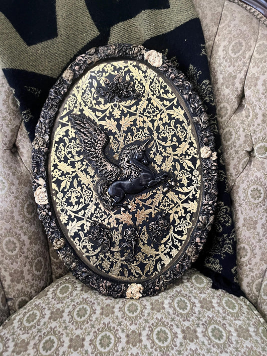 Pegasus mixed media oval frame