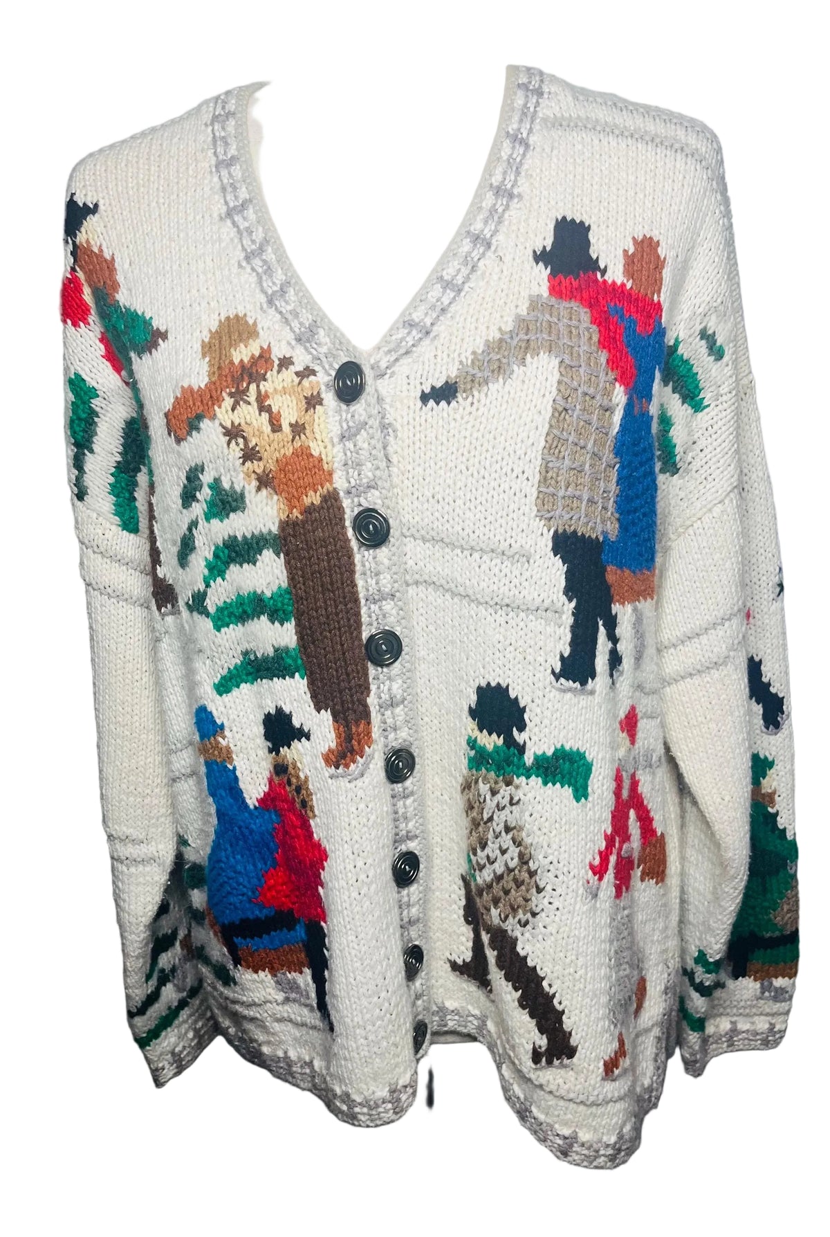 Women’s knitted sweater with winter theme L