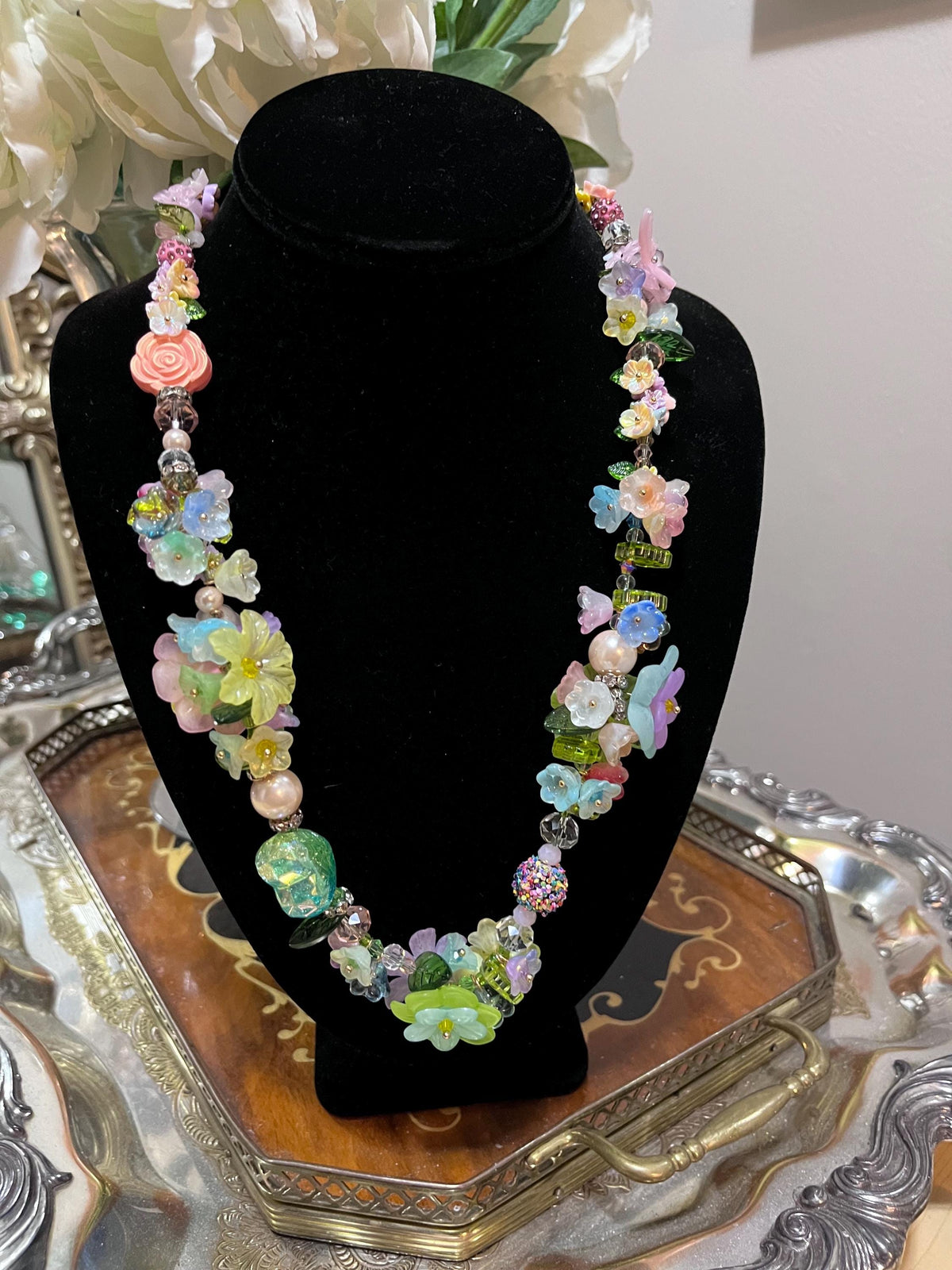 Beaded Acrylic flower necklace