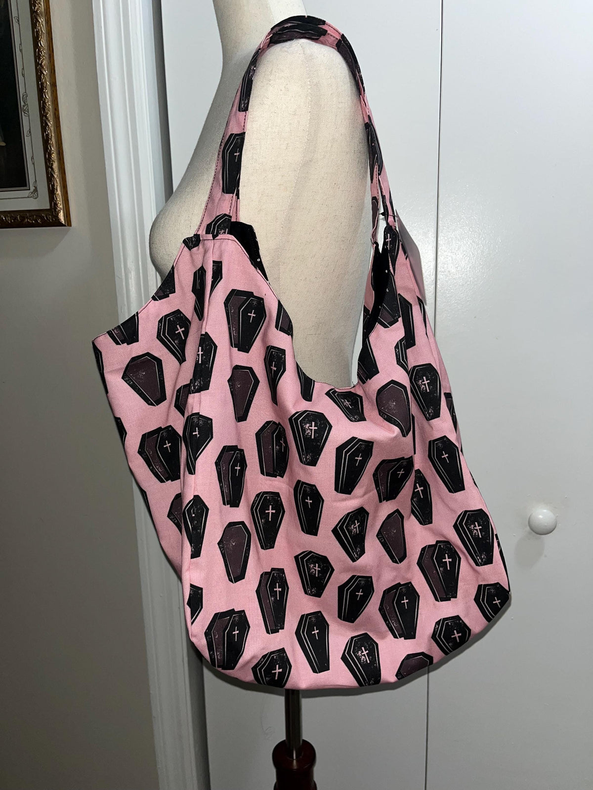 Coffin print hobo bag