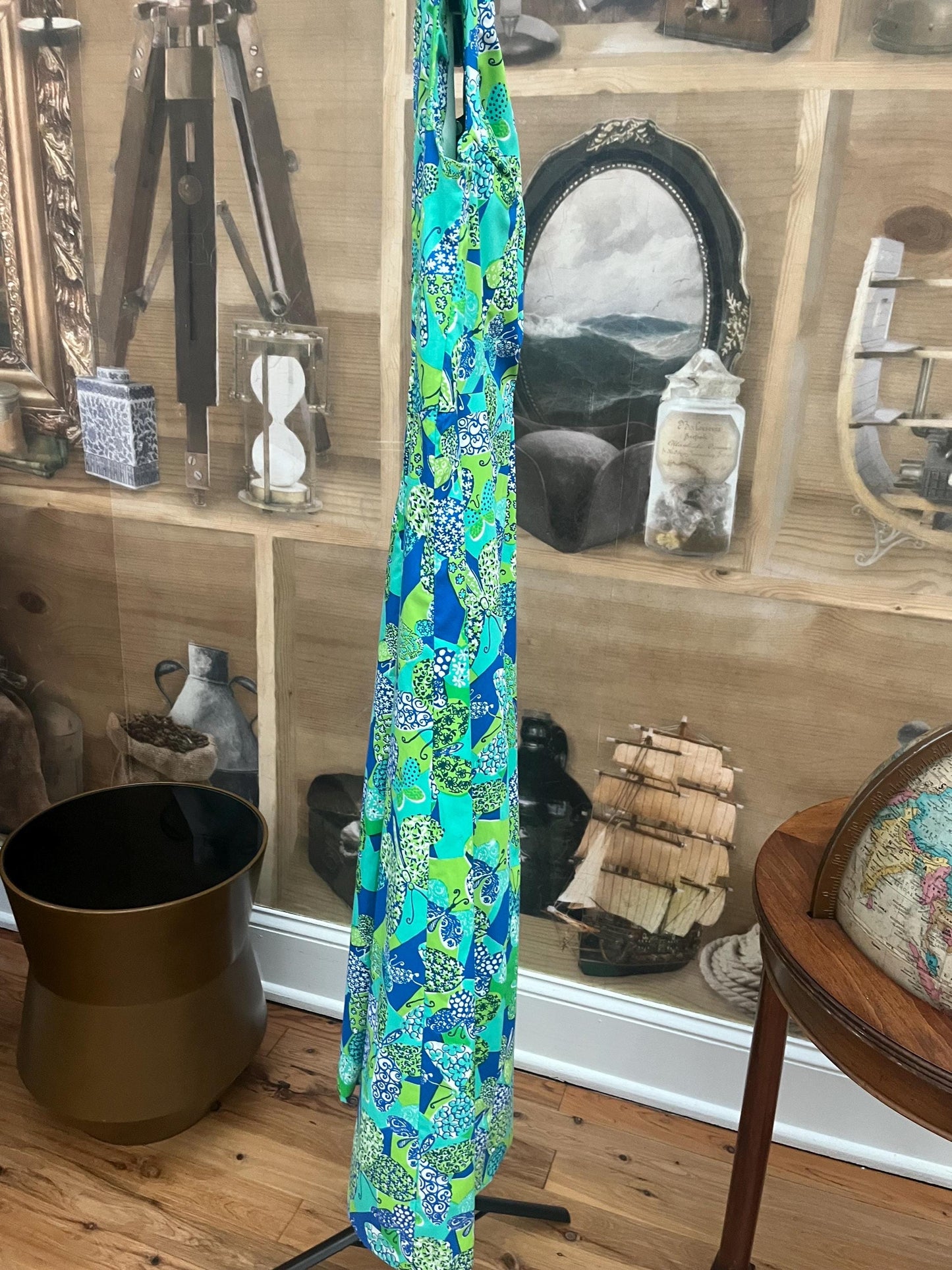 Vintage green/blue butterflies dress S/M