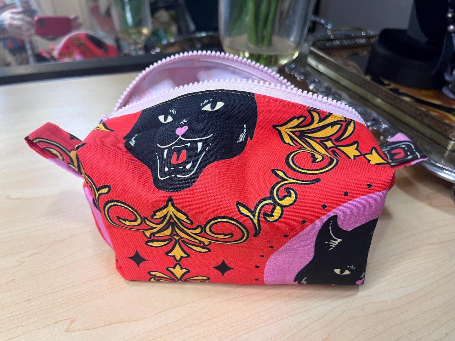Canvas Black cat make up bag