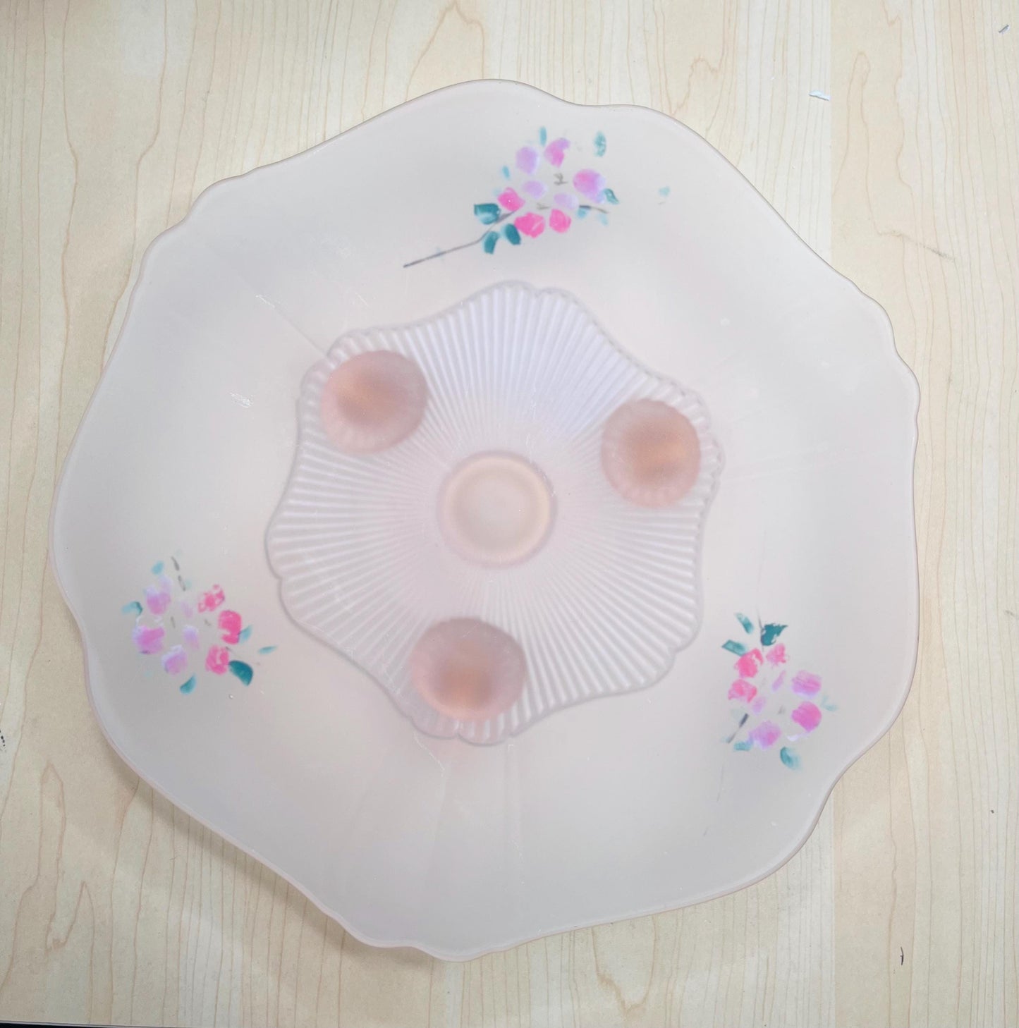 Vintage 1930’s rose frosted glass plate