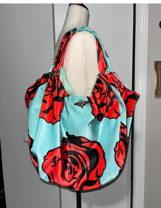 Pop Art print velvet hobo bag