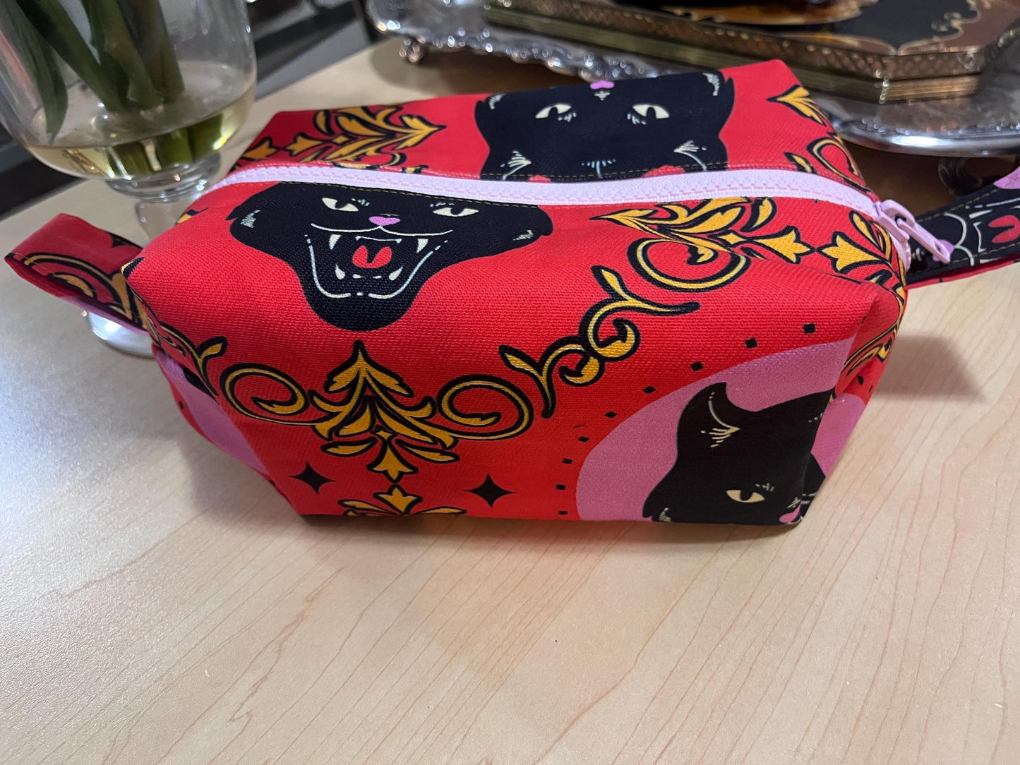 Canvas Black cat make up bag
