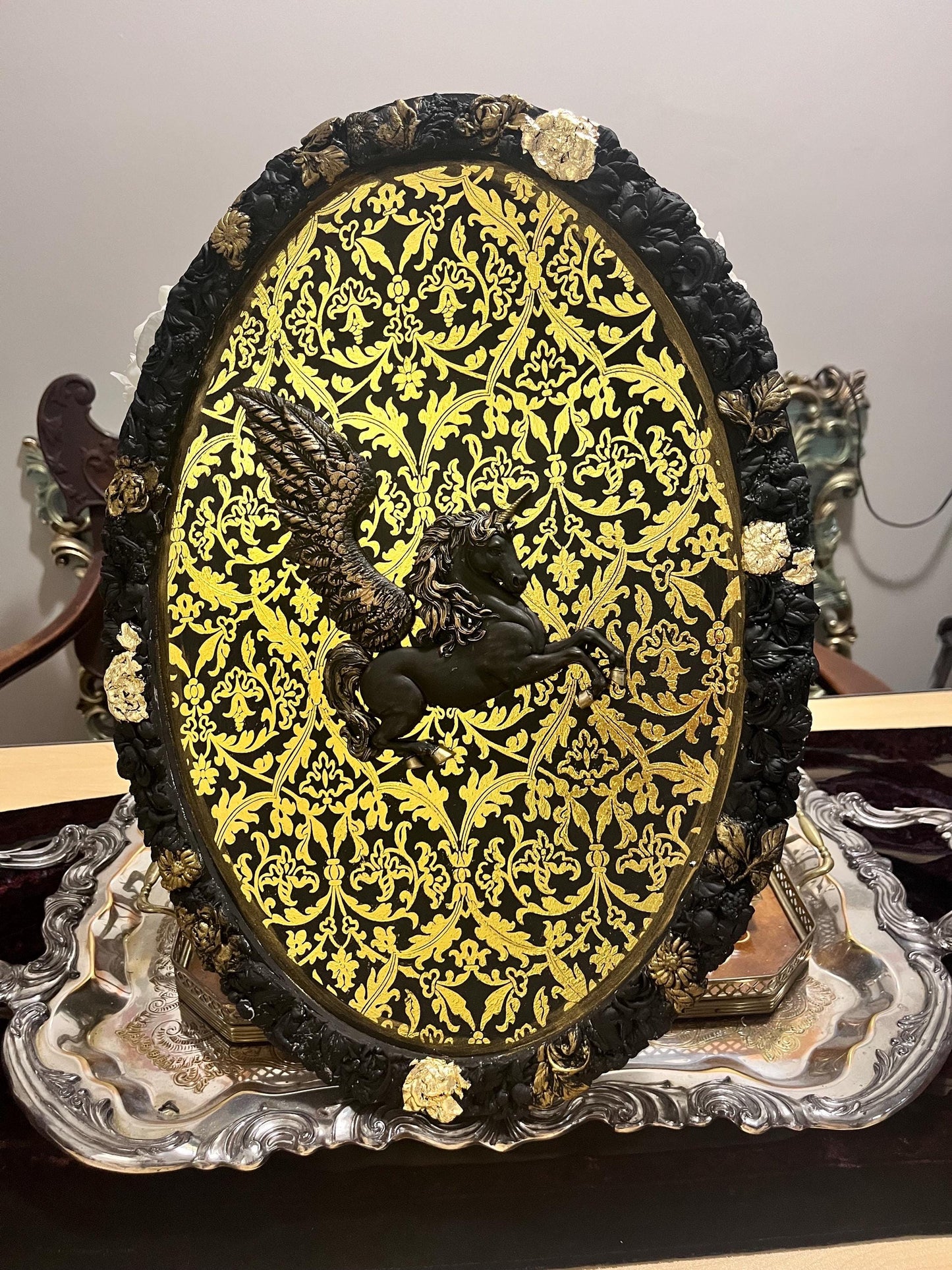 Pegasus mixed media oval frame