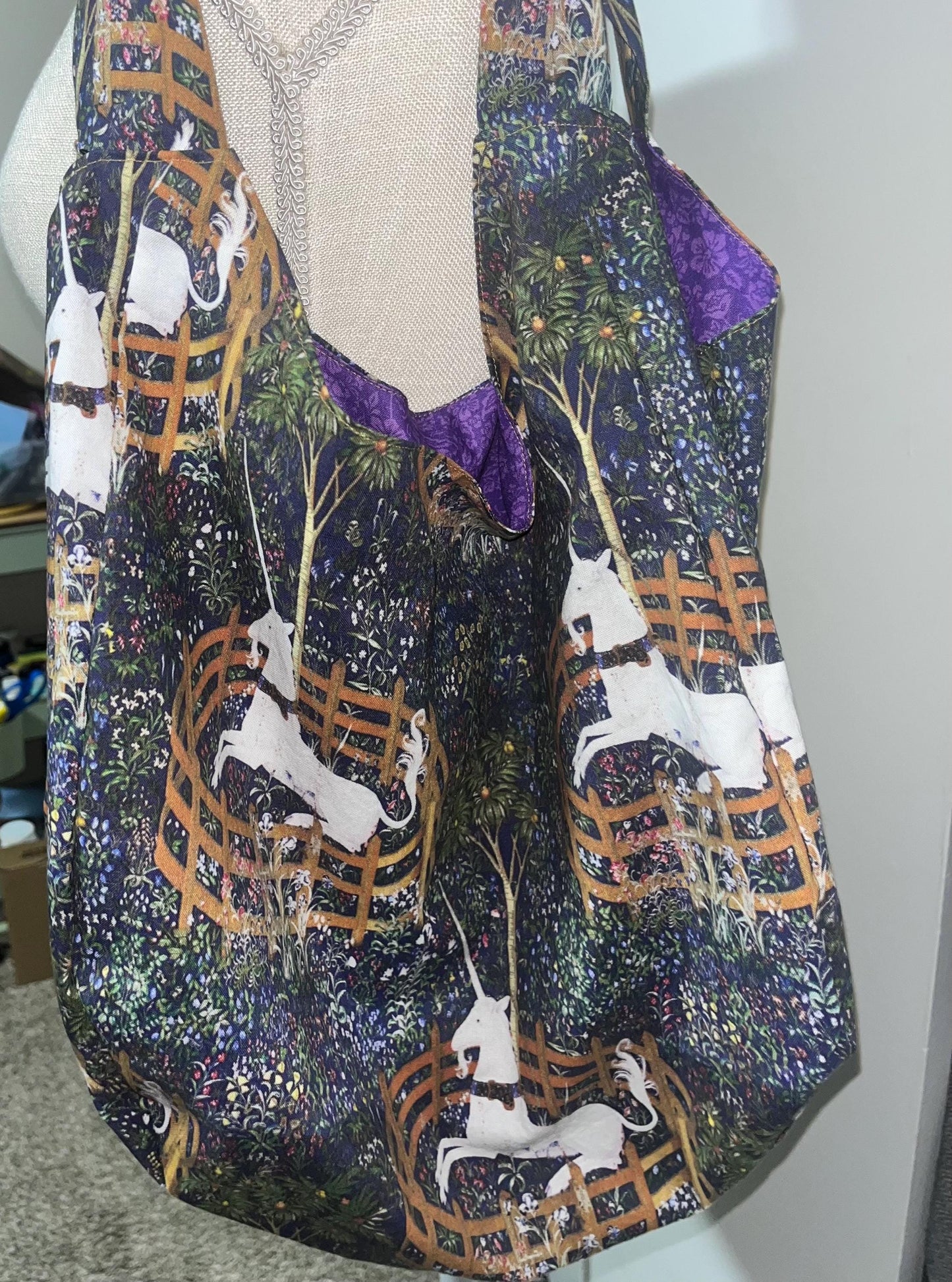 Unicorn print hobo bag