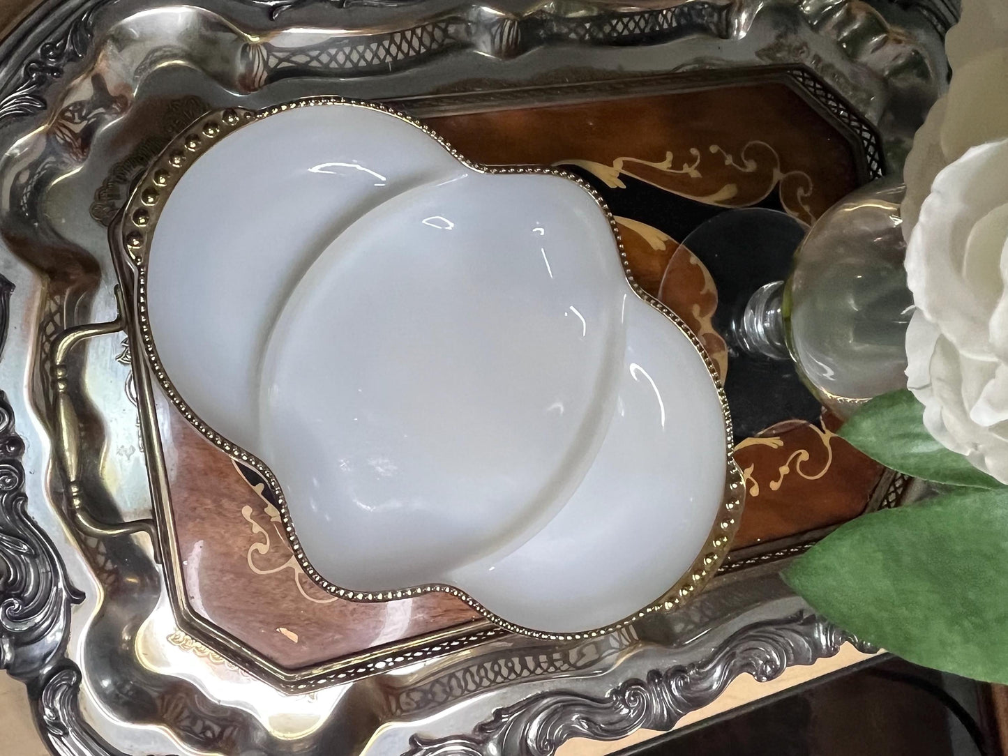 Fire king milk glass platter