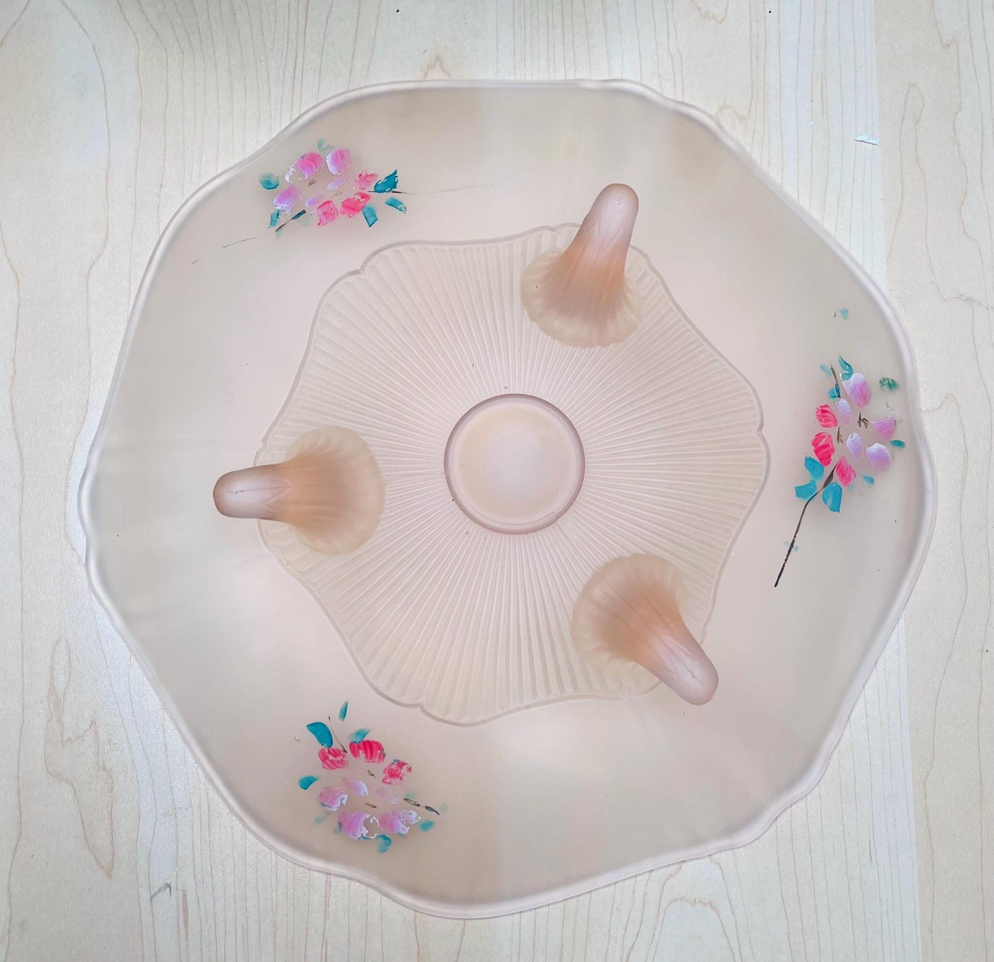 Vintage 1930’s rose frosted glass plate