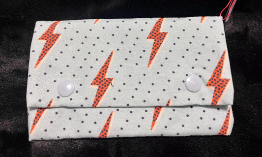 Handmade wallet and zipper pouch w/lightning bolt design(set)
