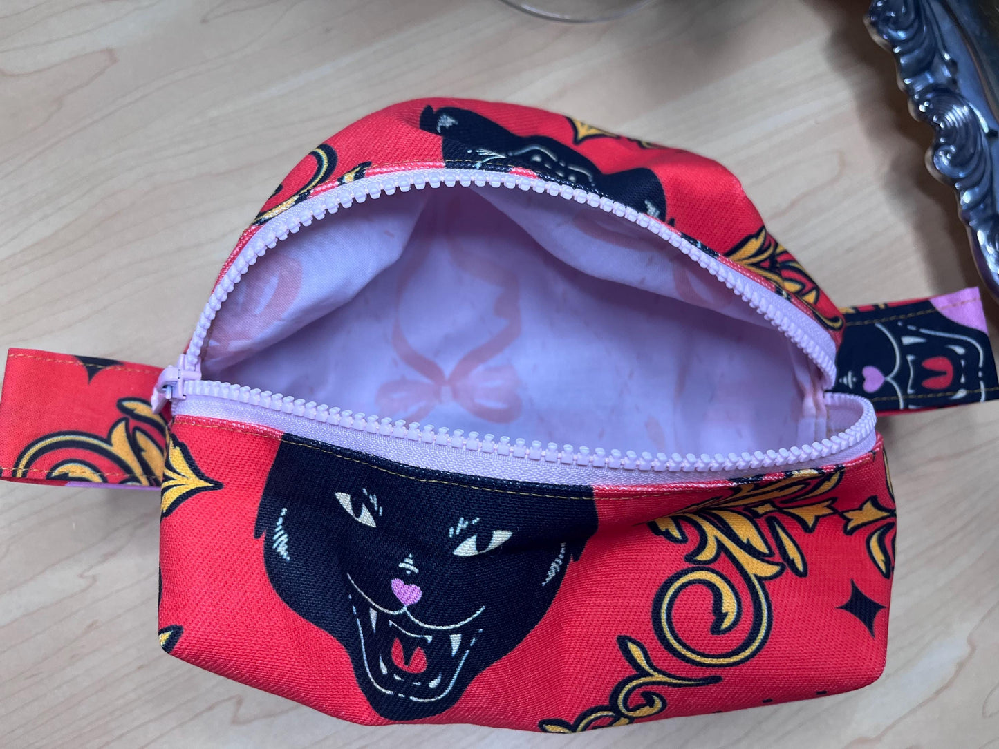 Canvas Black cat make up bag