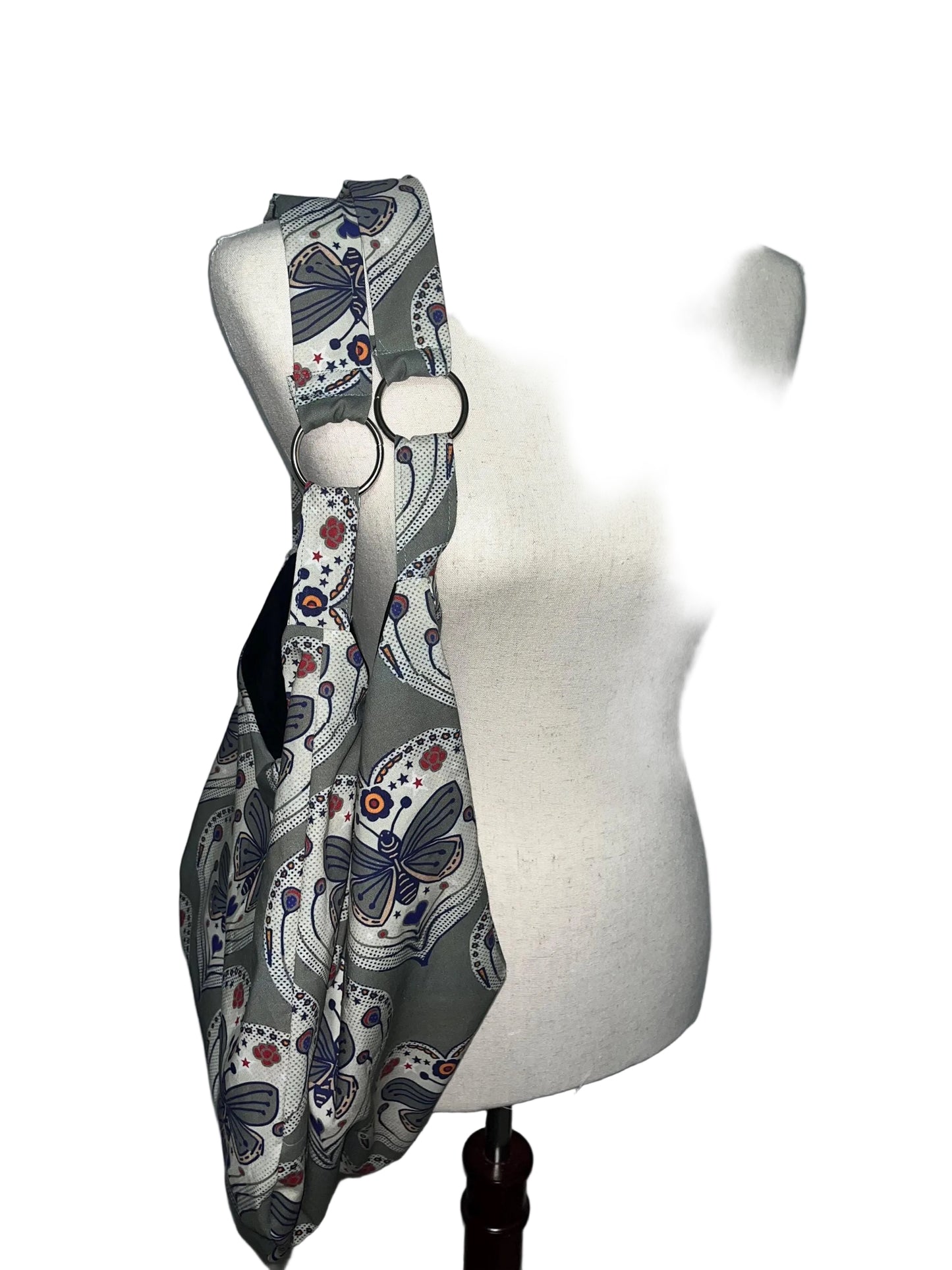 Moth print hobo bag w/O -Ring