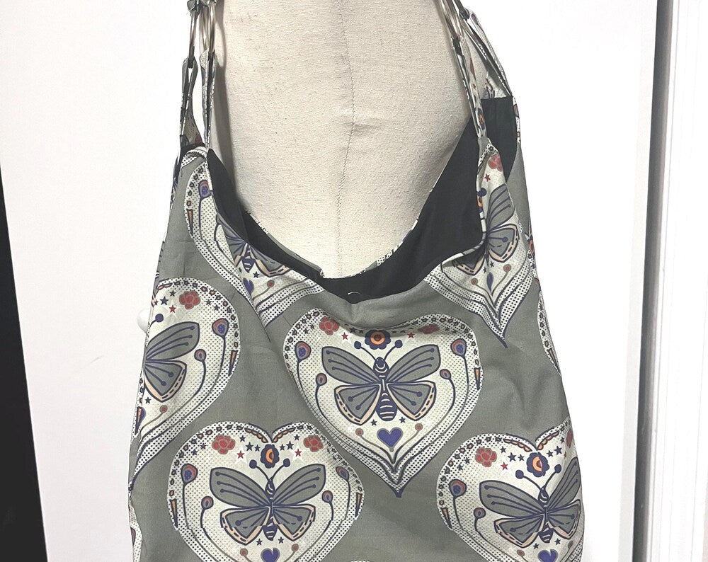Moth print hobo bag