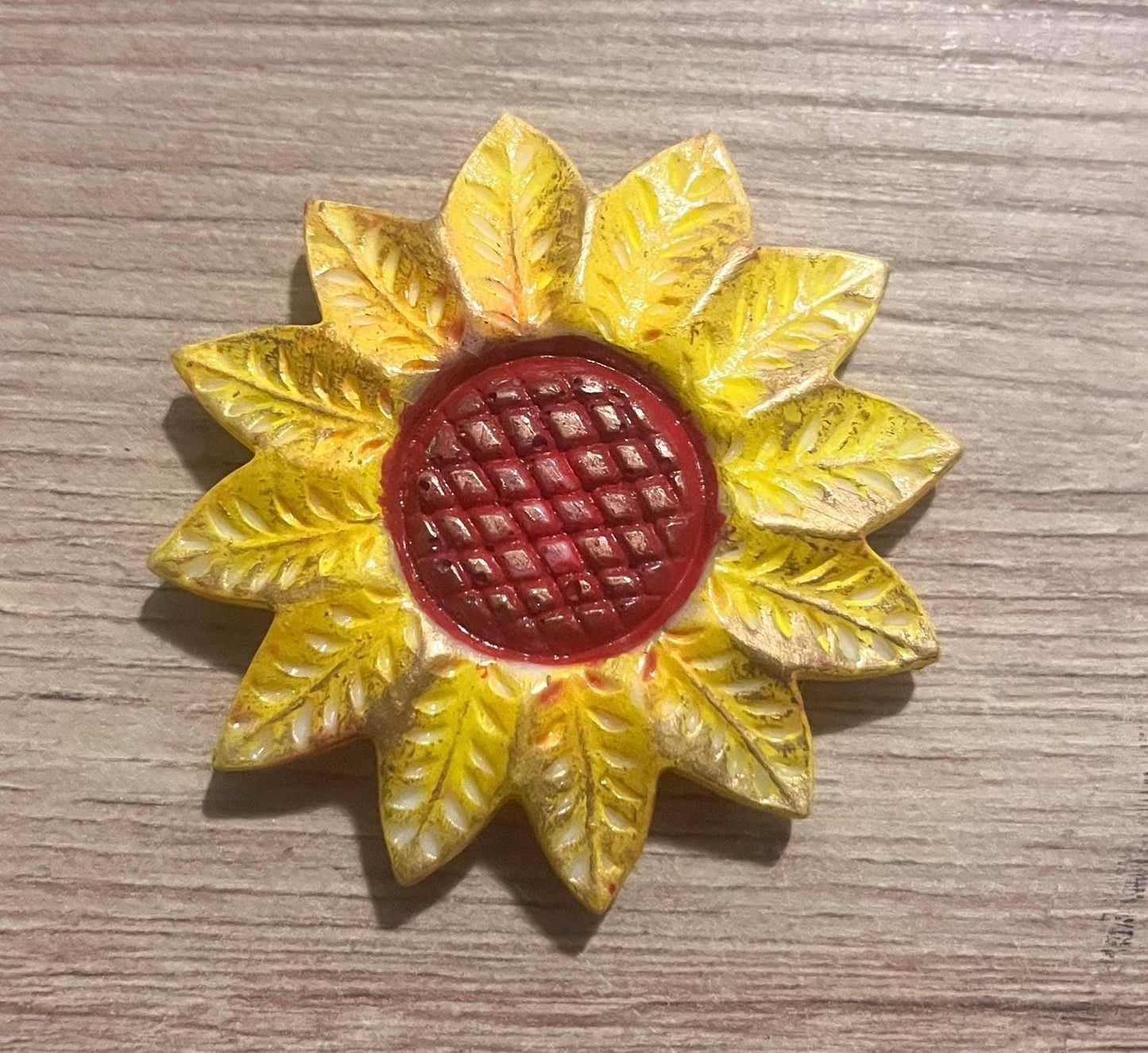 Hand-Painted Sunflower Magnet, Yellow Petals, 3”