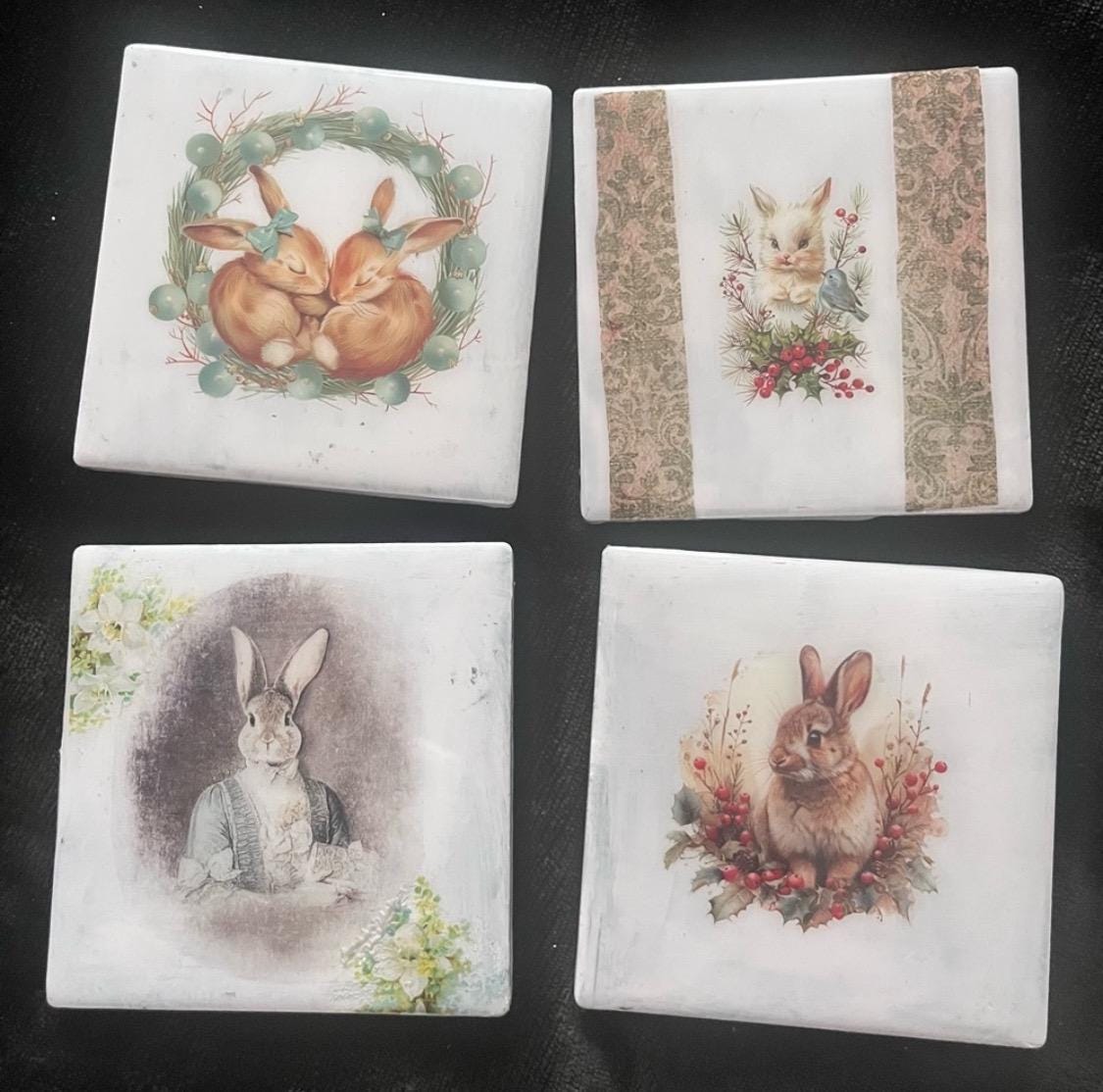 set of 4 Rabbit coasters