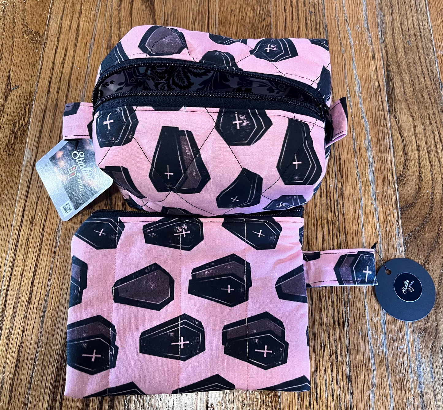 make up bag and zip pouch combo