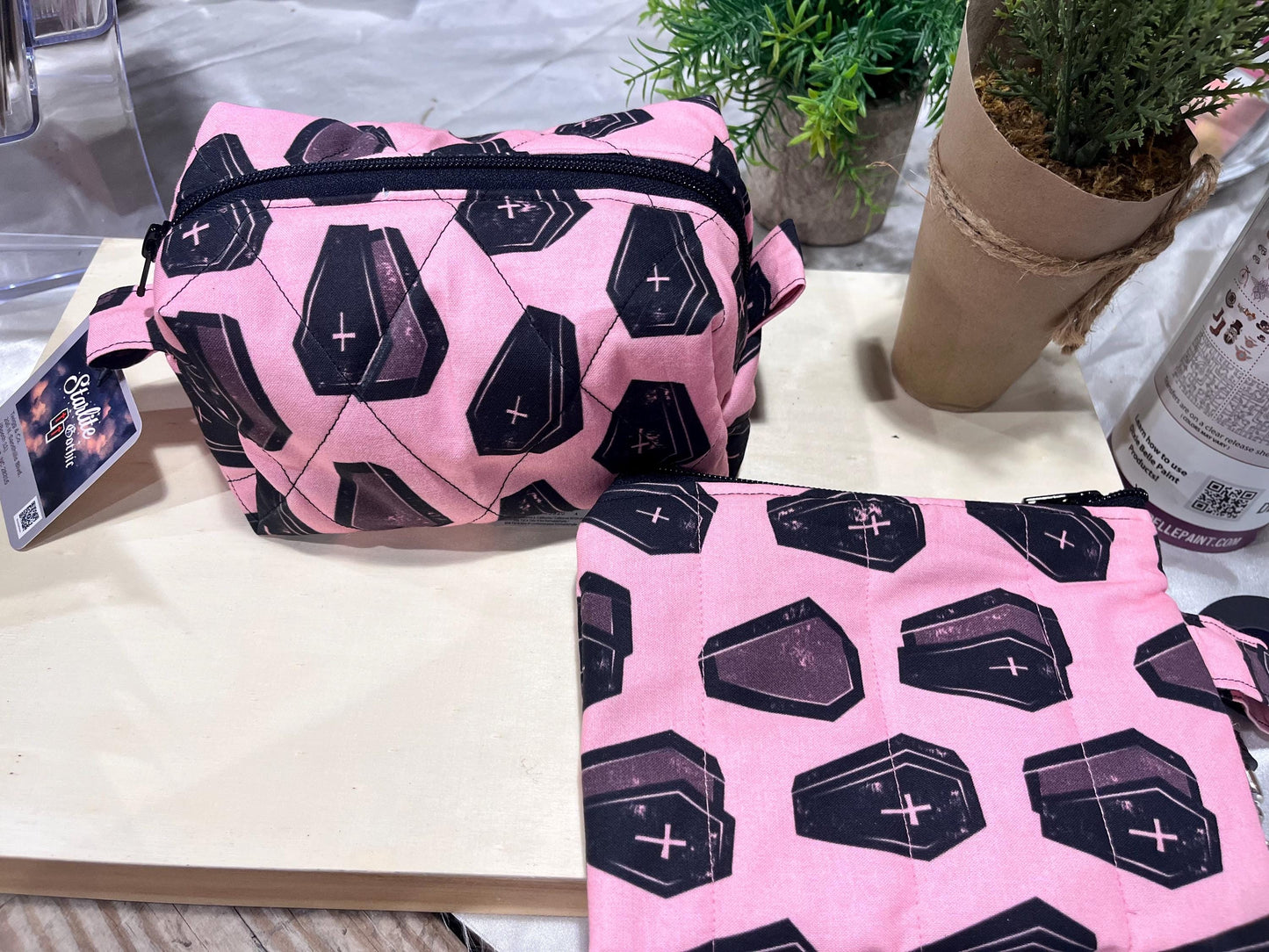 make up bag and zip pouch combo