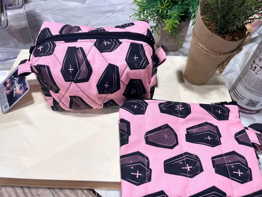 make up bag and zip pouch combo