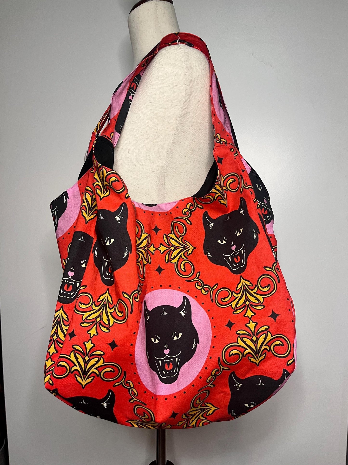 Black Cat cotton  Hobo bag
