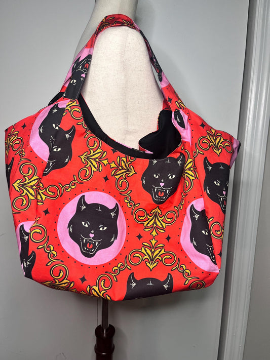 Black Cat cotton  Hobo bag