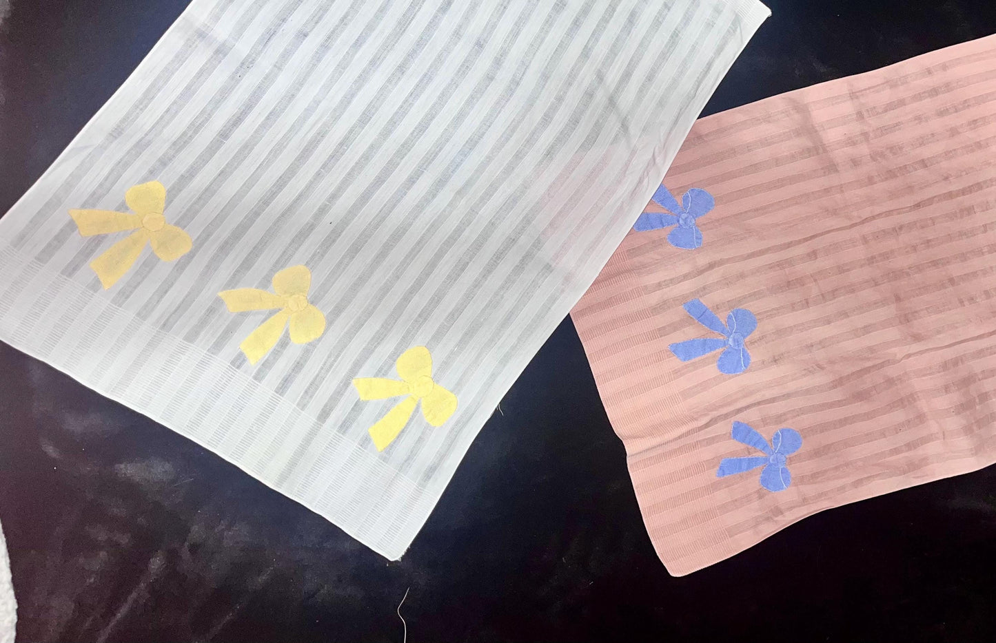 Set of two vintage handkerchiefs with bows