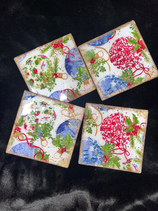 Christmas ornament theme coasters