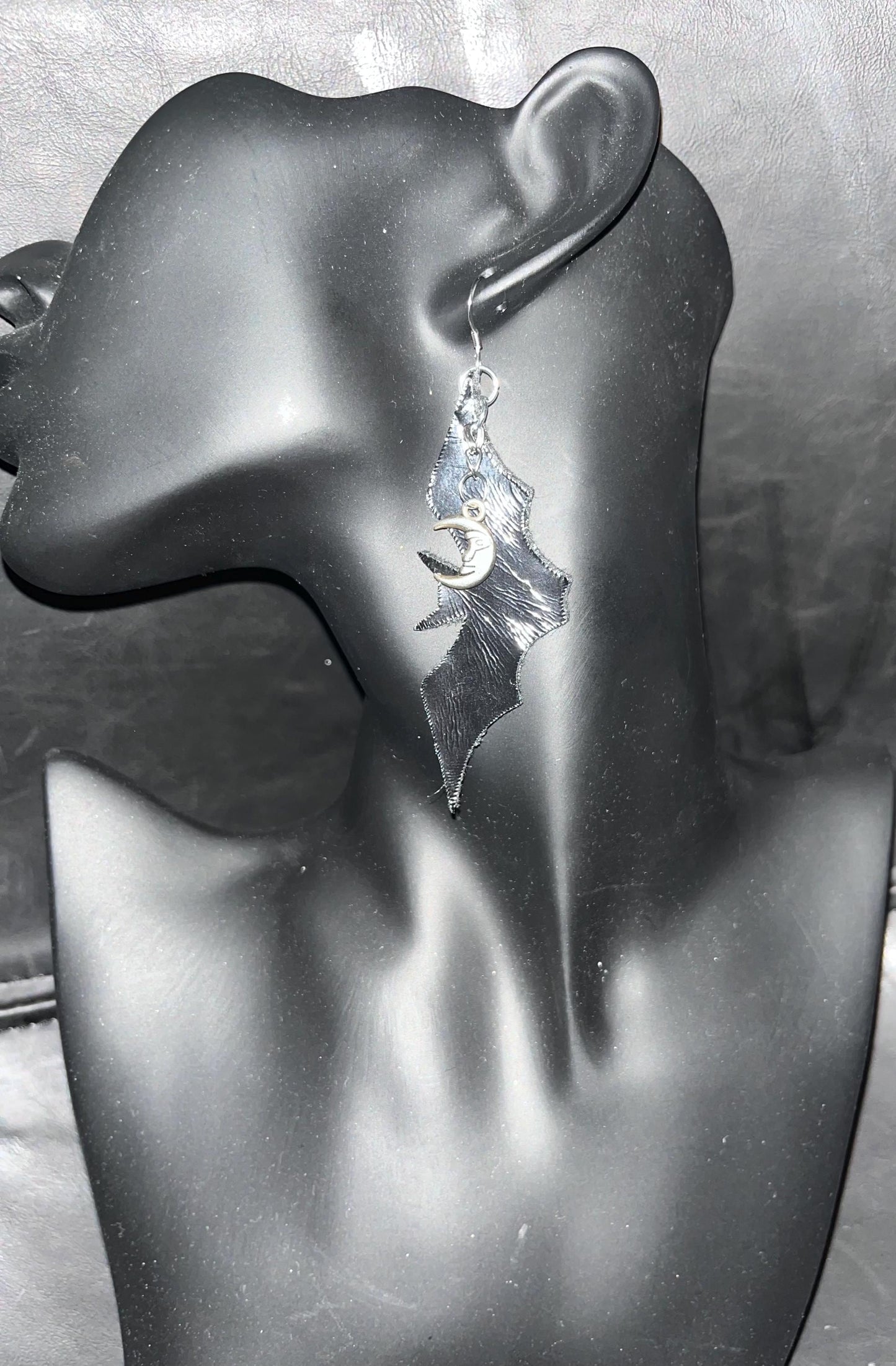 Black Patent Leather Bat Earrings