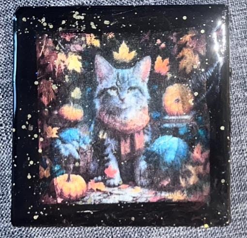 Fall/Halloween coffee kittens  theme coasters