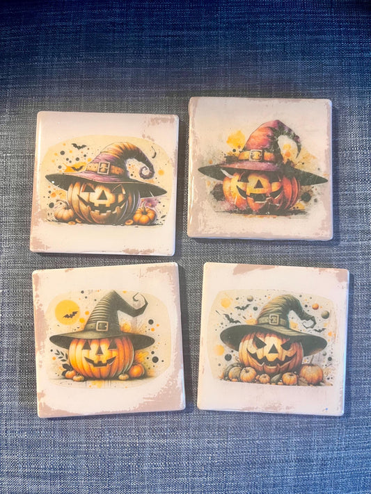 Pupkin W/witch hats drink coasters