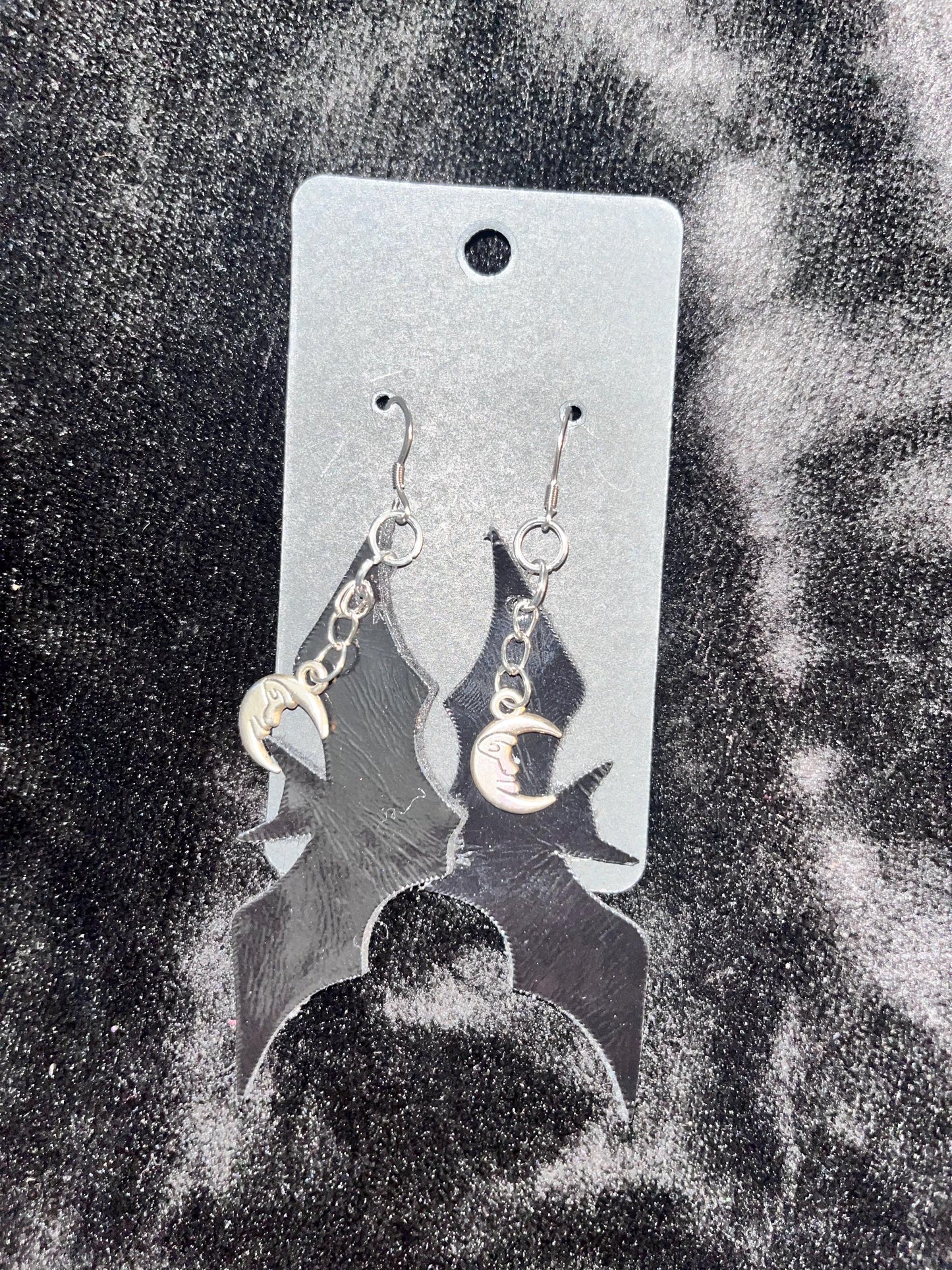 Black Patent Leather Bat Earrings