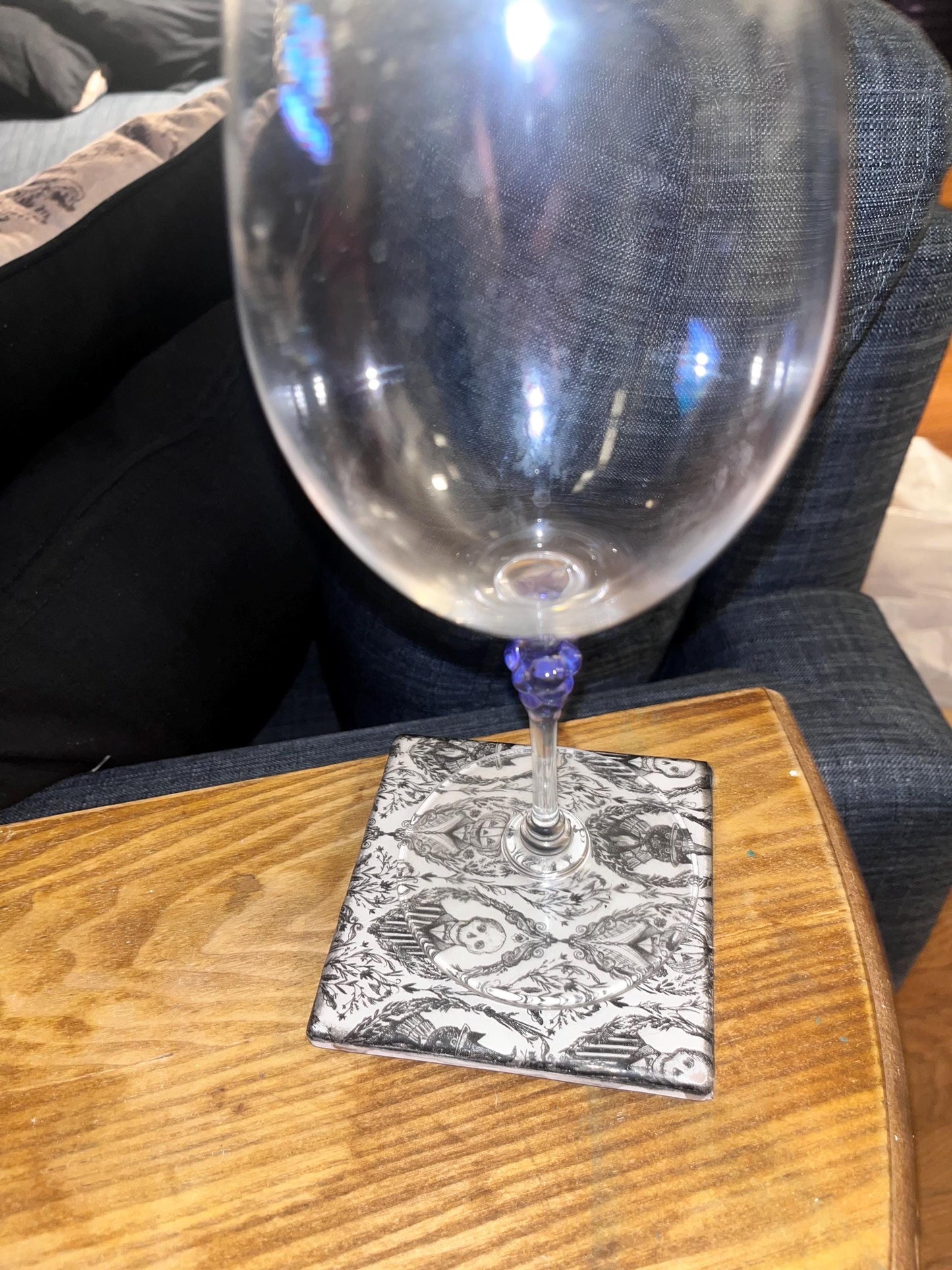 Coaster set of 4 black & white Halloween