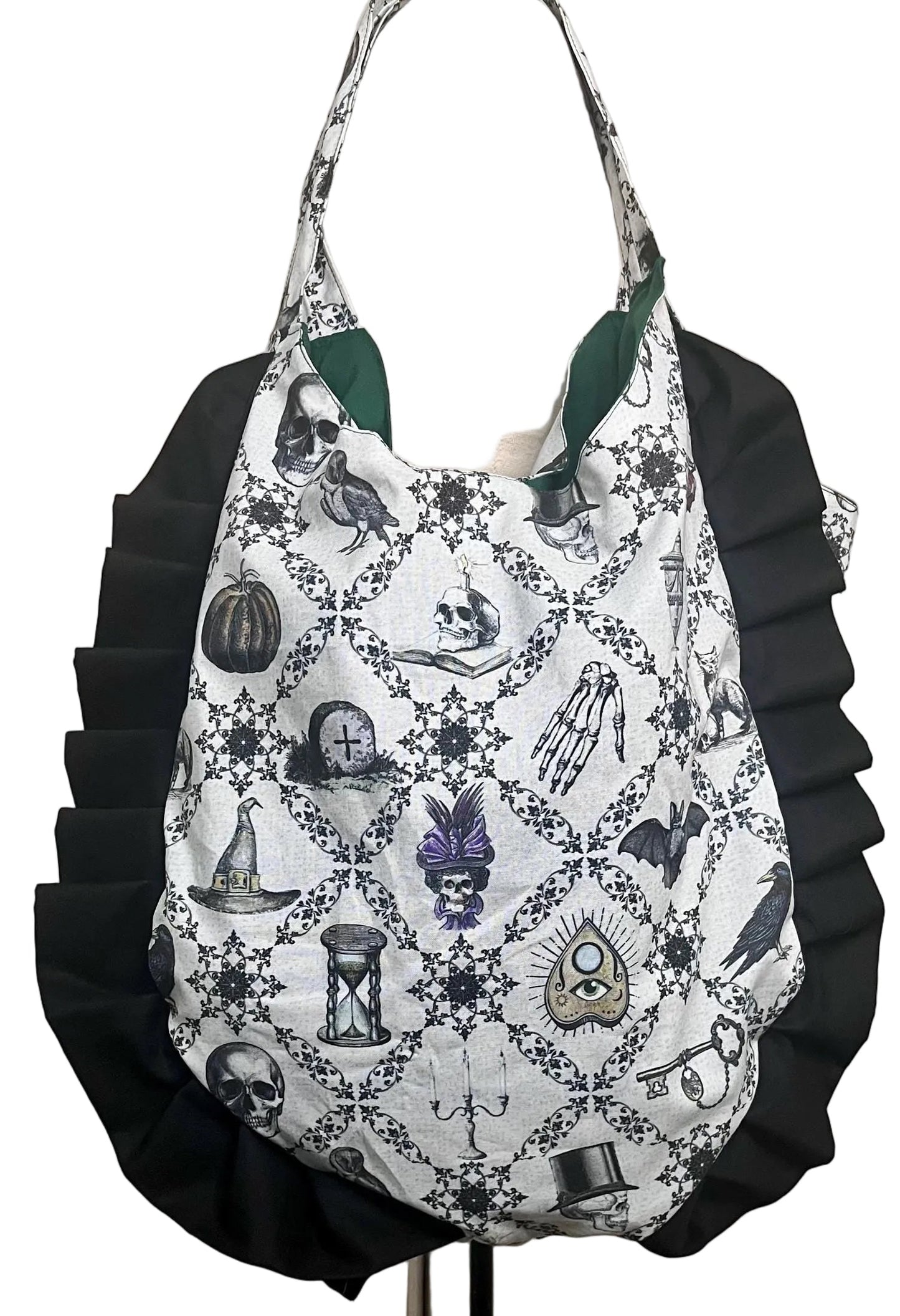 Halloween/Fall theme hobo tote bag w/Ruffle