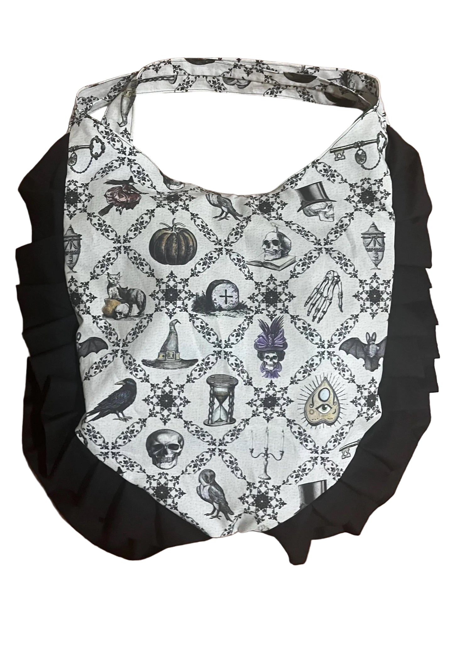 Halloween/Fall theme hobo tote bag w/Ruffle