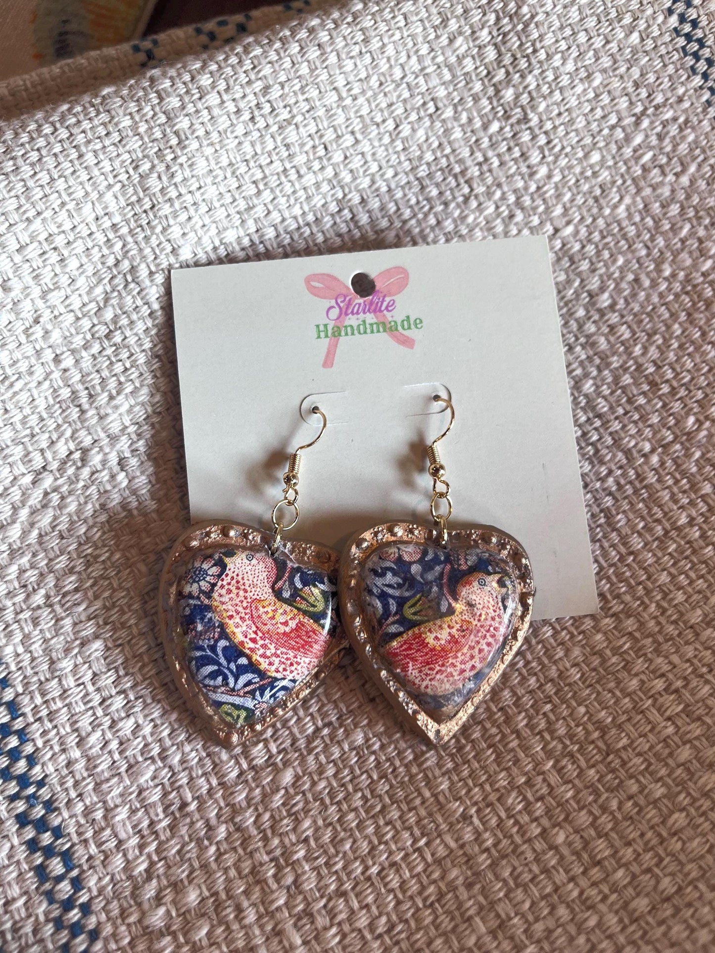Collaged Heart Earrings