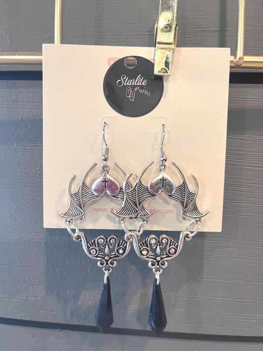 Bat wing Pewter Earrings