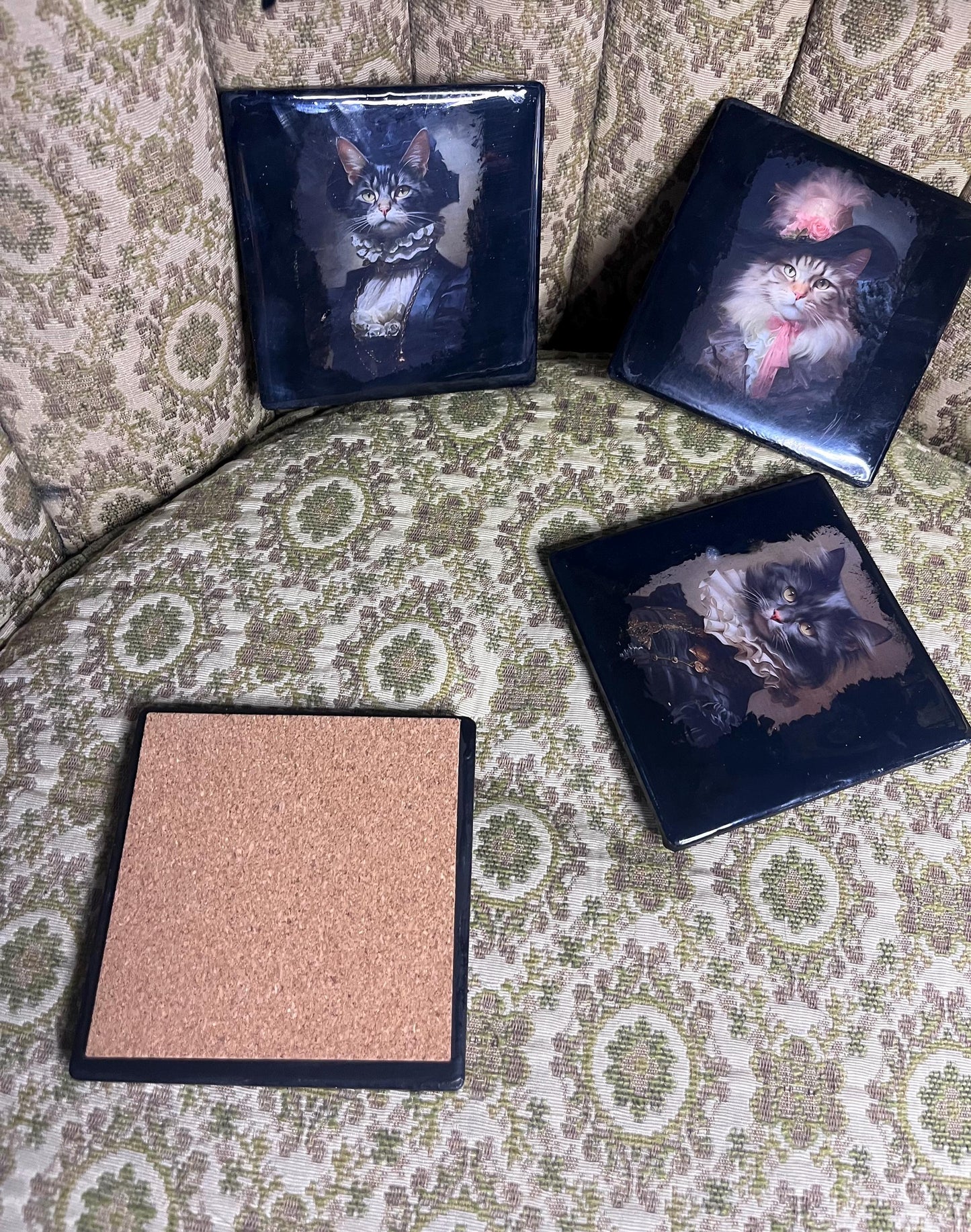 Sophisticated Cat Portraits Drink Coasters