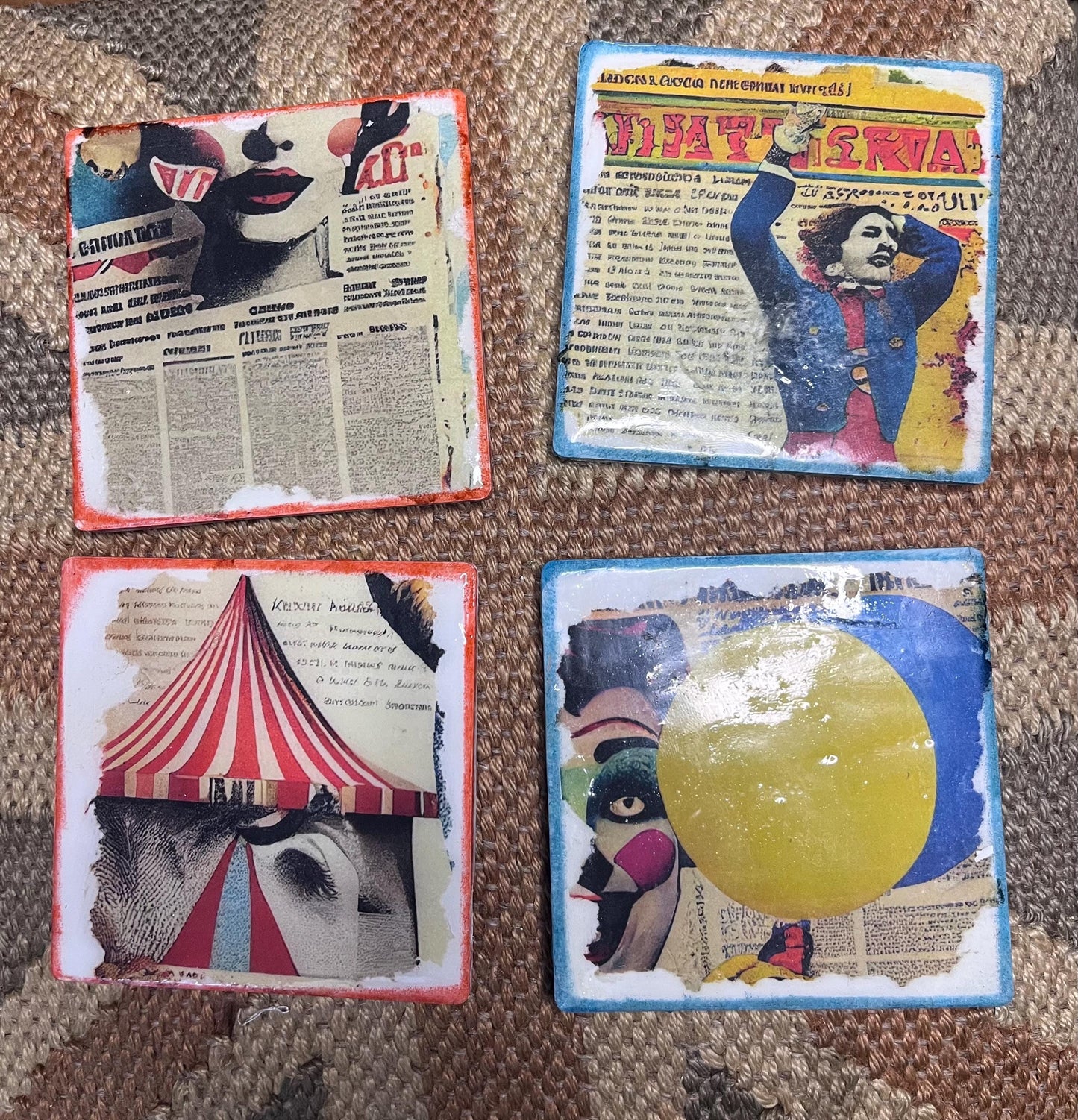 Circus theme drink coasters