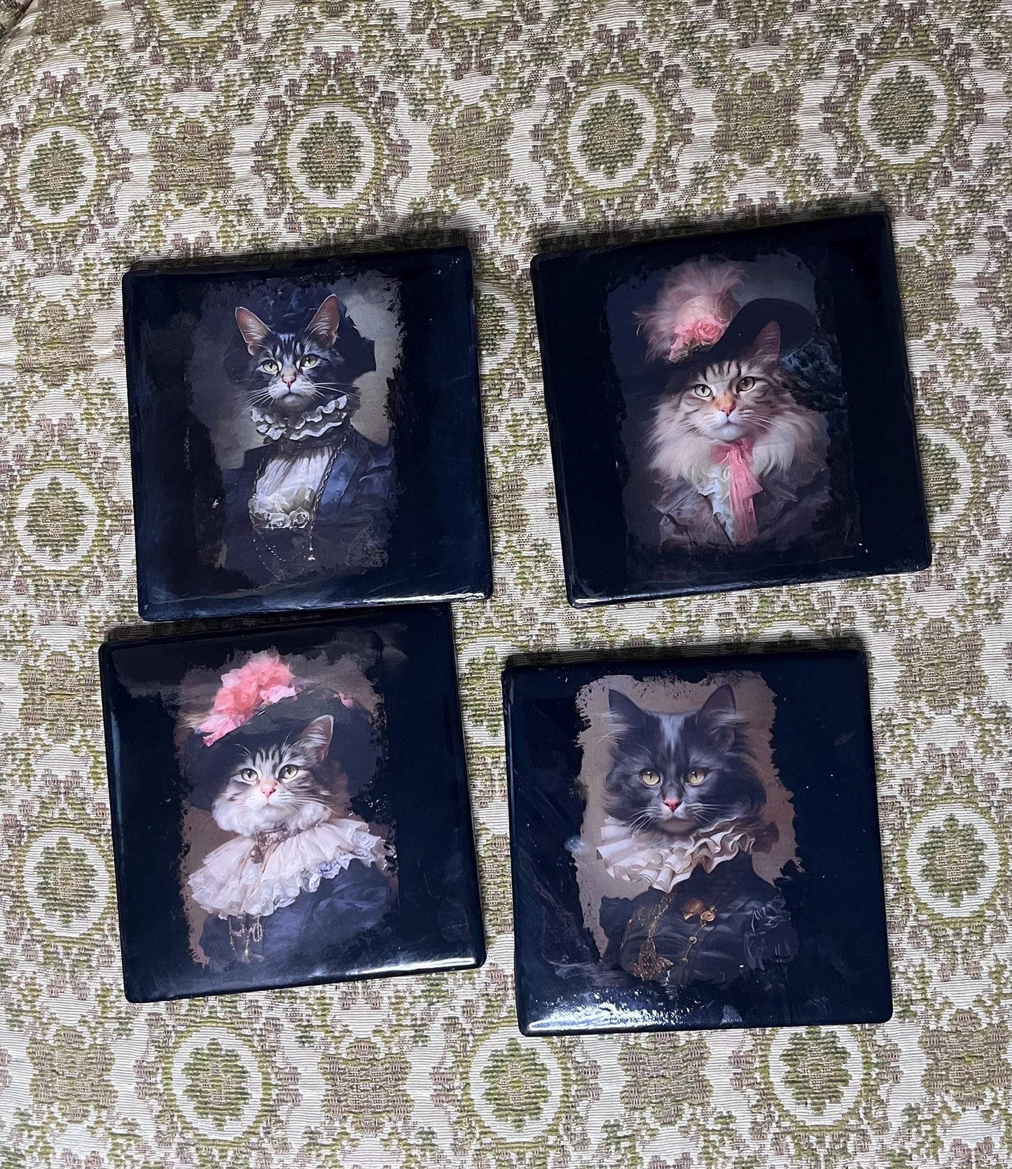 Sophisticated Cat Portraits Drink Coasters
