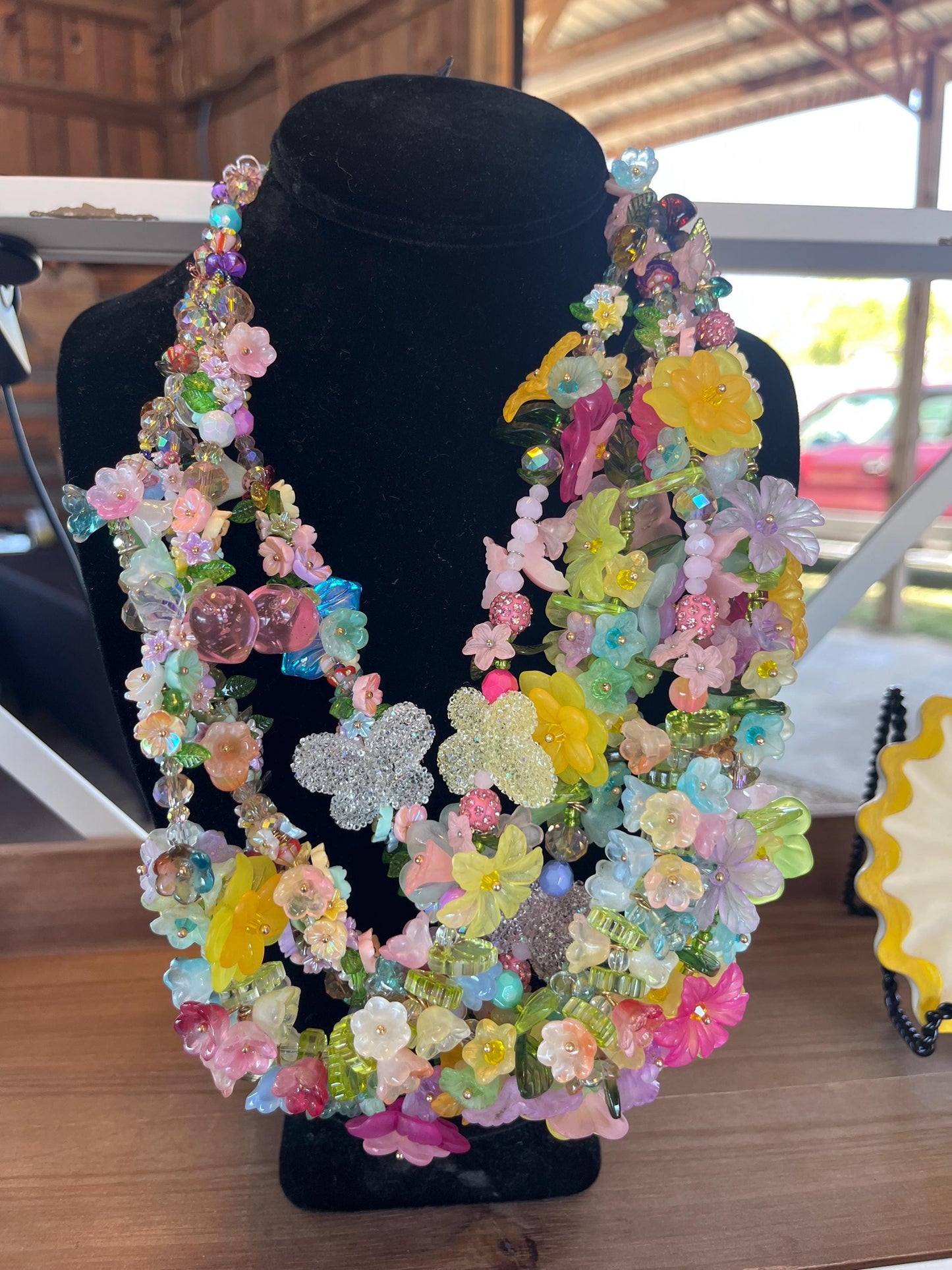 Chunky pastel  necklace w/ Acrylic & Glass Beads